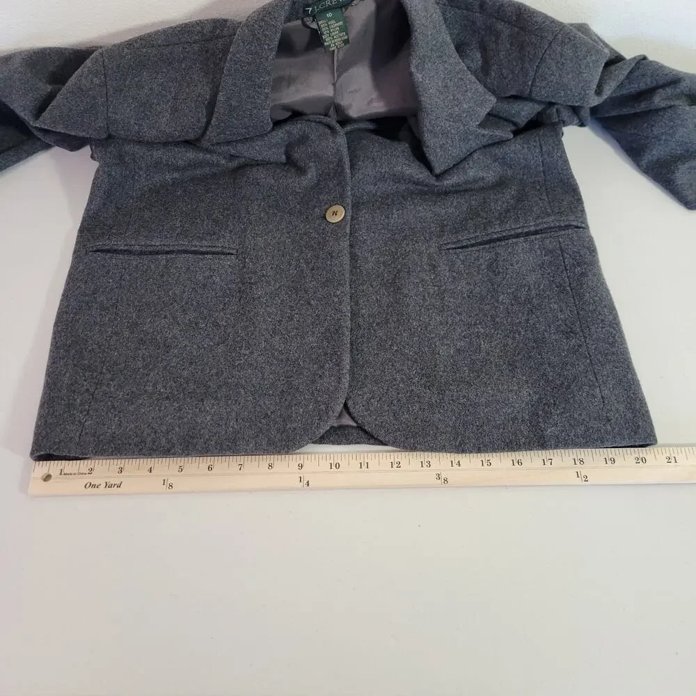 J Crew Womens Wool Cashmere Blend One Button Gray Blazer Size 10 Business Casual